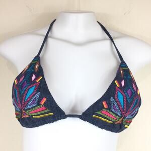 Victoria's Secret | Embroidered Denim Bikini Top
